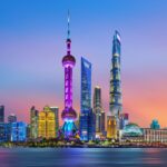 Night View Of Skyscrapers In Shanghai Lujiazui