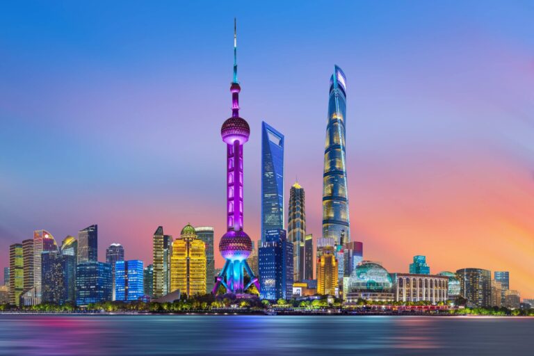 Night View Of Skyscrapers In Shanghai Lujiazui